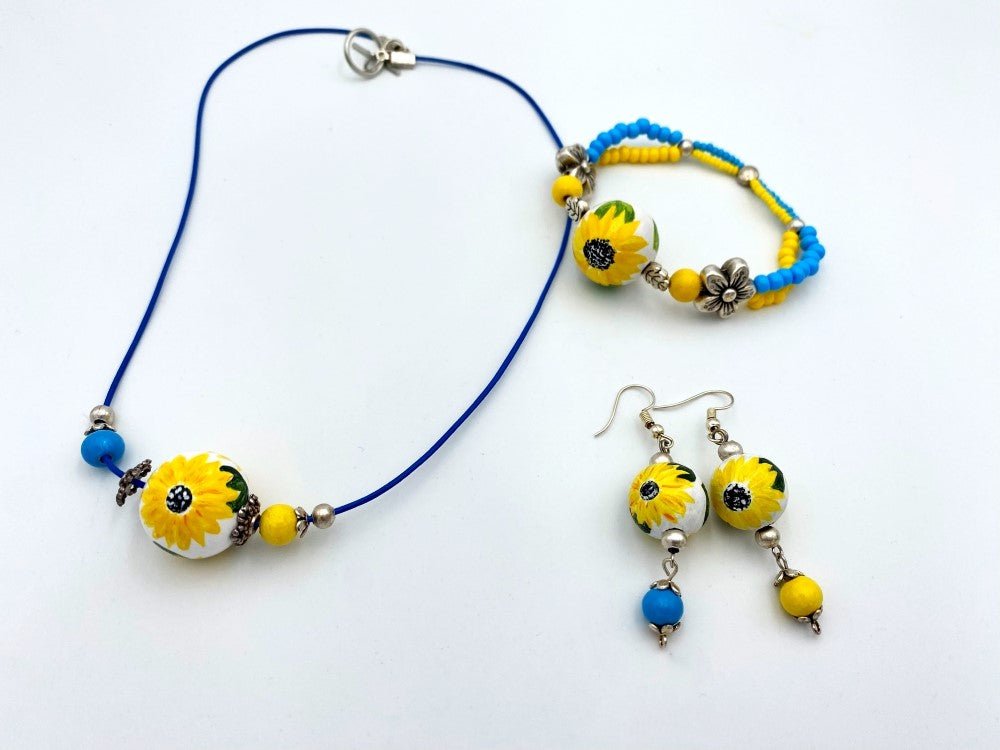 Delicate handmade earrings from wooden beads that have been hand-painted and crafted in a Boho style - Ornamentico shop