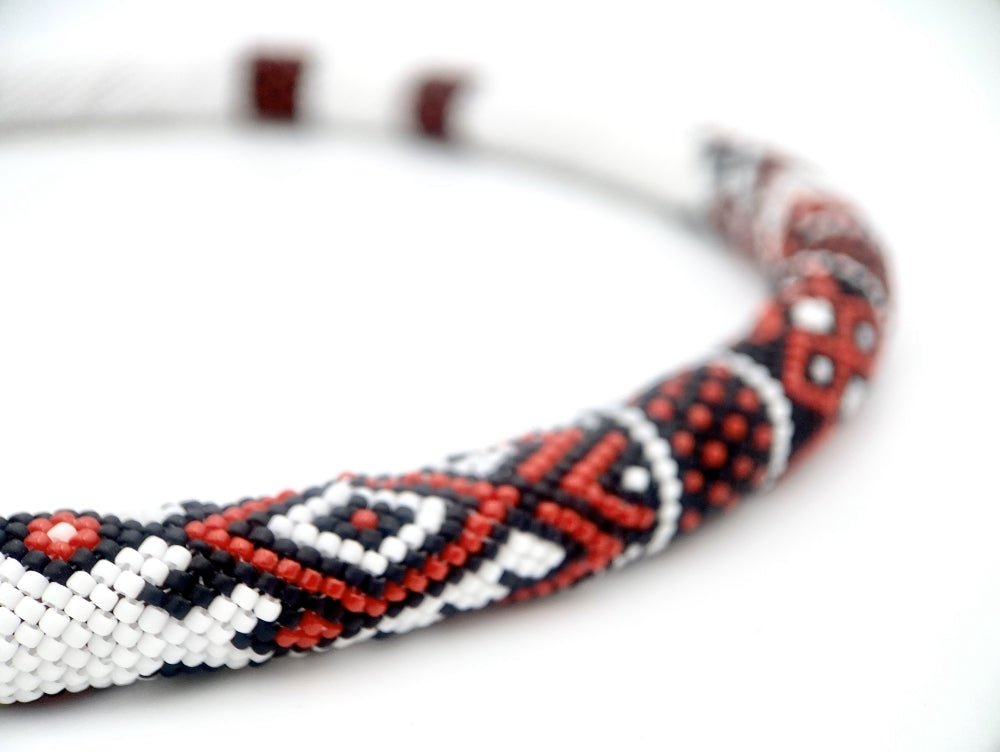 Exclusive handmade necklace "Ukraine" crafted in Peyote stitch style from Miyuki beads - Ornamentico shop