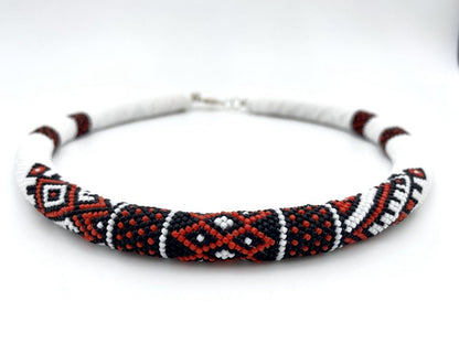 Exclusive handmade necklace "Ukraine" crafted in Peyote stitch style from Miyuki beads - Ornamentico shop