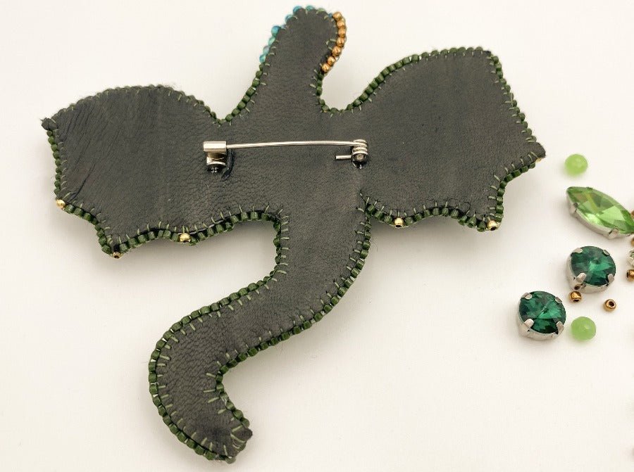 Introducing our handmade brooch in shape of a dragon, perfect for adding a touch of magic to any outfit - Ornamentico shop