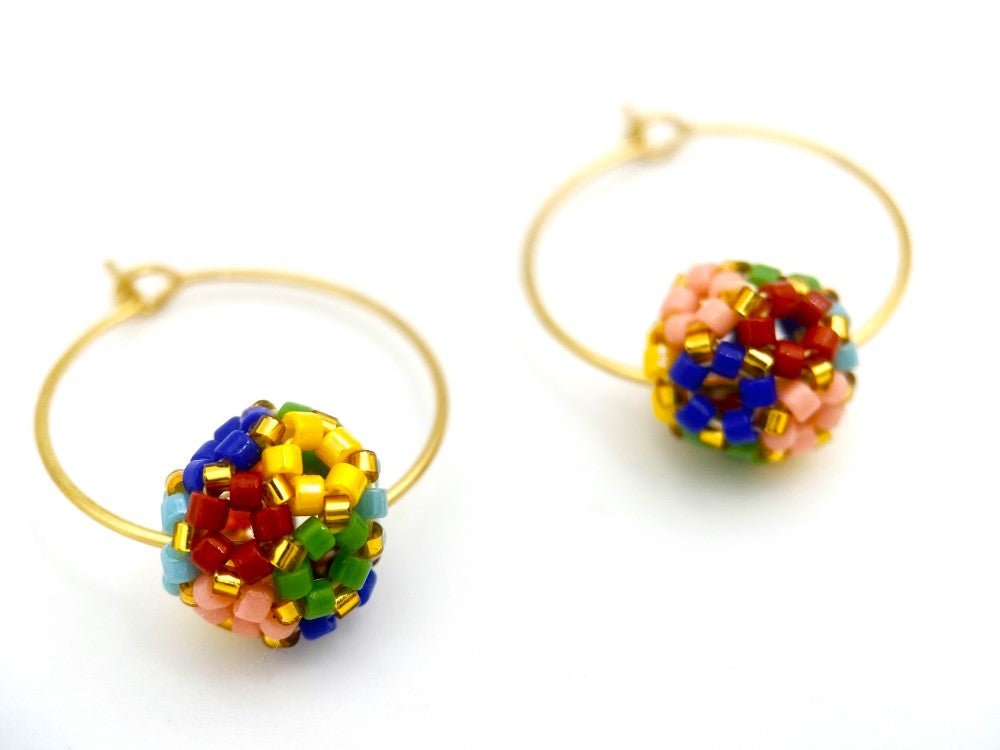 Handmade earrings "Creole flowerbed" from the Miyuki beads - Ornamentico shop