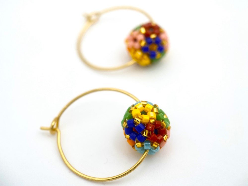 Handmade earrings "Creole flowerbed" from the Miyuki beads - Ornamentico shop