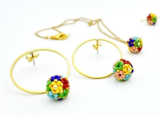 Handmade earrings "Creole flowerbed" from the Miyuki beads - Ornamentico shop