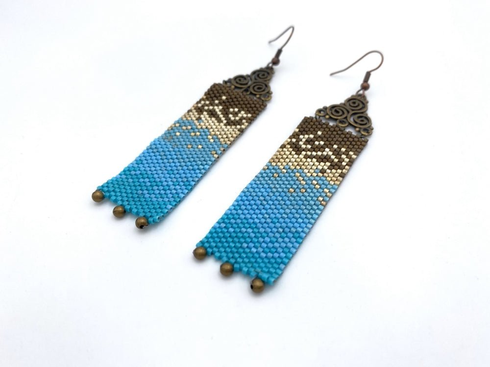 Stylish and light handmade earrings from beads Miyuki made in Peyote technique. “Seashore” collection - Ornamentico shop