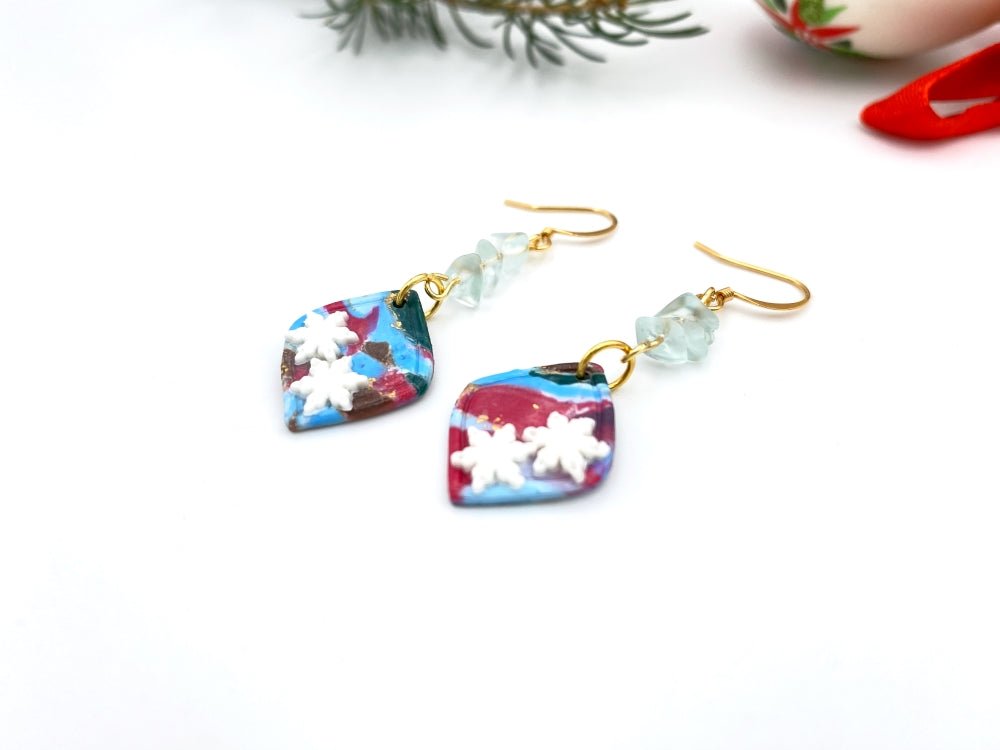 Handmade earrings crafted from polymer clay mixed specially for Holiday Season - Ornamentico shop