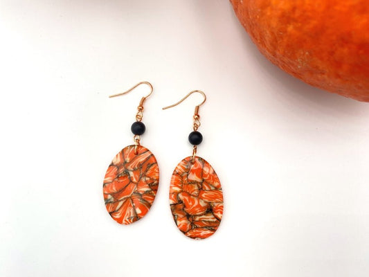 Handmade earrings from polymer clay and black onyx bead - Ornamentico shop