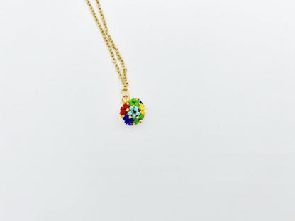 Handmade pendant "Flowerbed" is crafted from beads on gold plated chain - Ornamentico shop