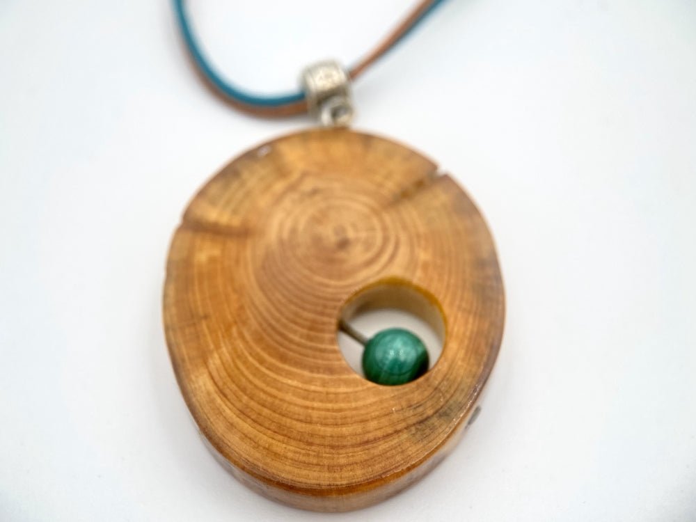Handmade small wooden pendant crafted from polished and lacquered beech wood - Ornamentico shop