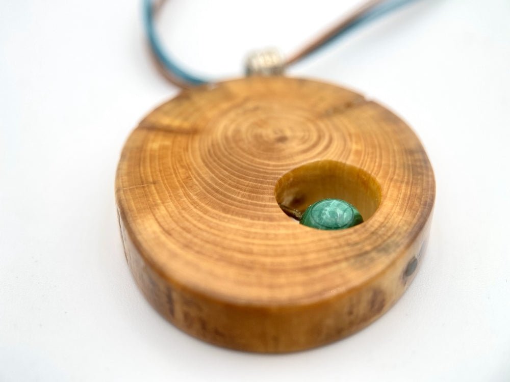 Handmade small wooden pendant crafted from polished and lacquered beech wood - Ornamentico shop