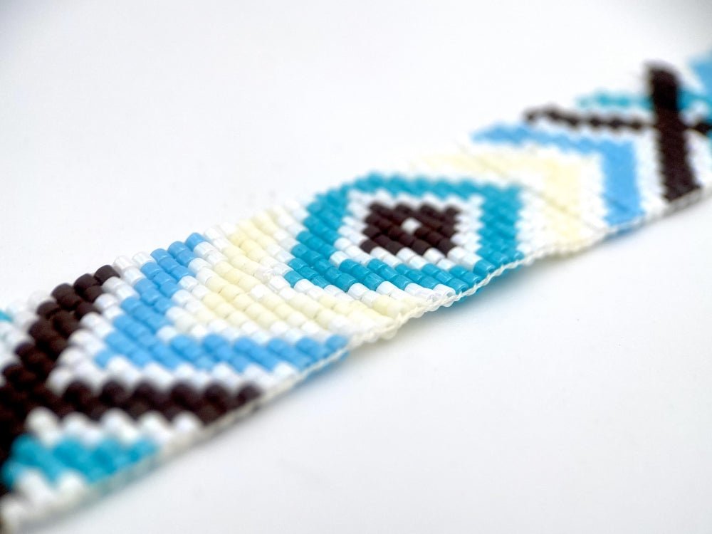 Multicolored handmade bracelet from beads crafted in weaved technique from Miyuki beads - Ornamentico shop