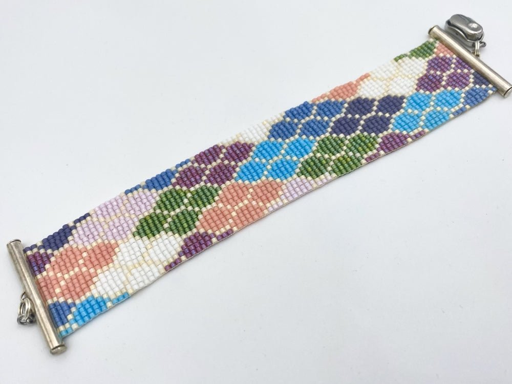Multicolored handmade bracelet from beads crafted in weaved technique from Miyuki beads - Ornamentico shop