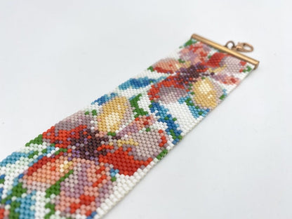 Exclusive soft handmade bracelet from beads crafted in Peyote stitch style. Design by Joan Theodore - Ornamentico shop